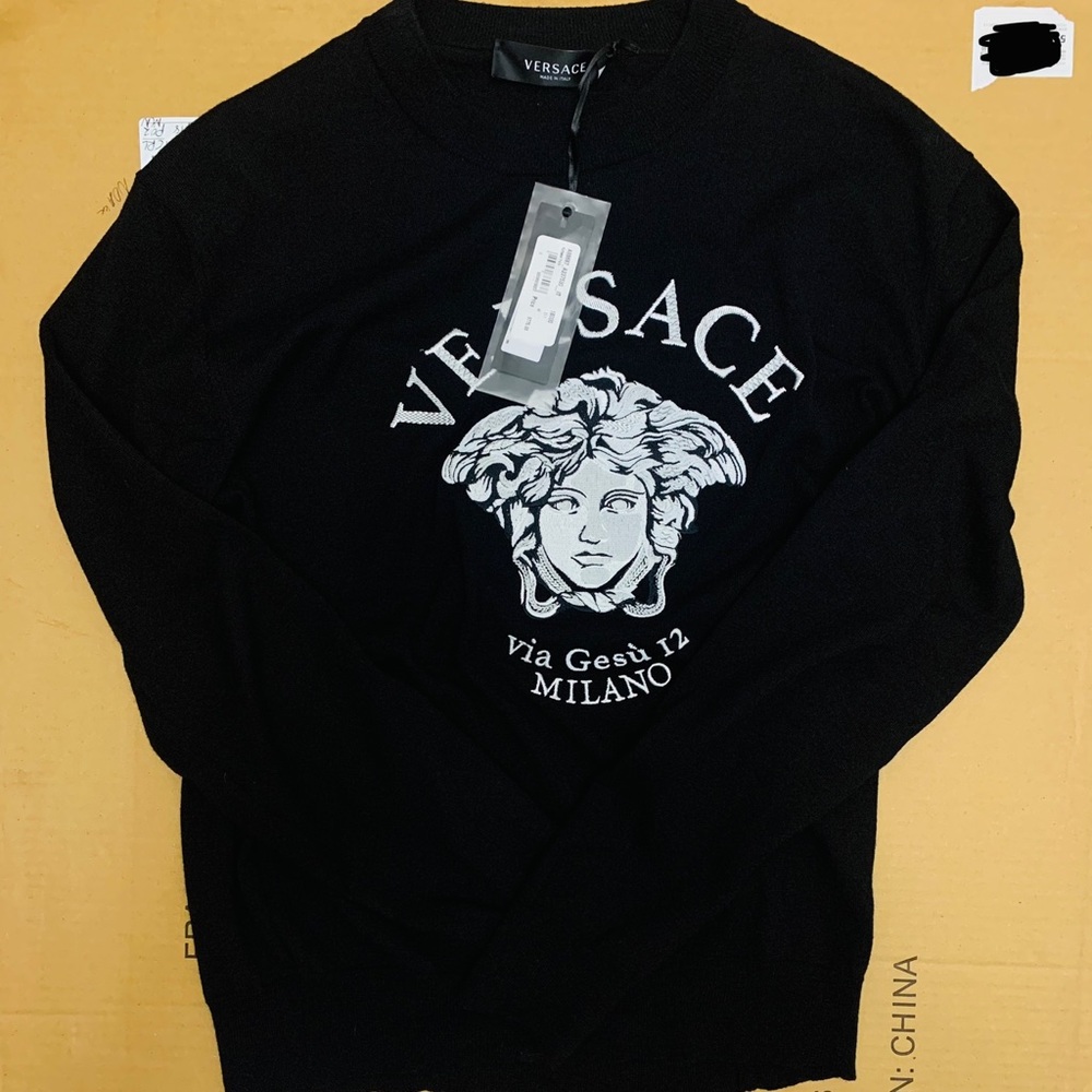 Versace Mens Sweater Embroidered Logo
